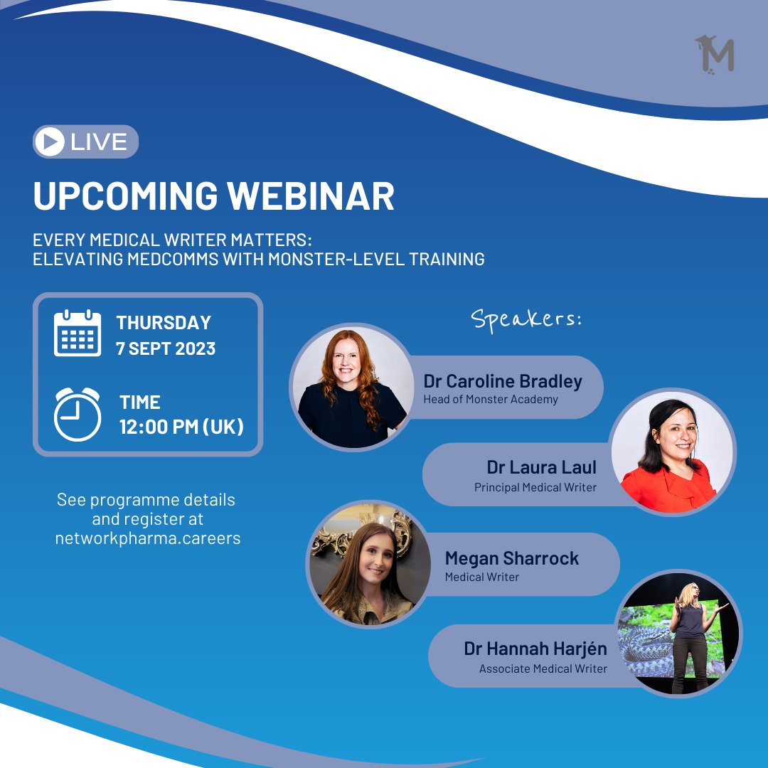 Every medical writer matters. 👏

We're elevating #medcomms with monster-level training. 💪

Register here: bit.ly/45TKwTK 

#MonsterAcademy #FirstMedCommsJob #MedCommsNetworking