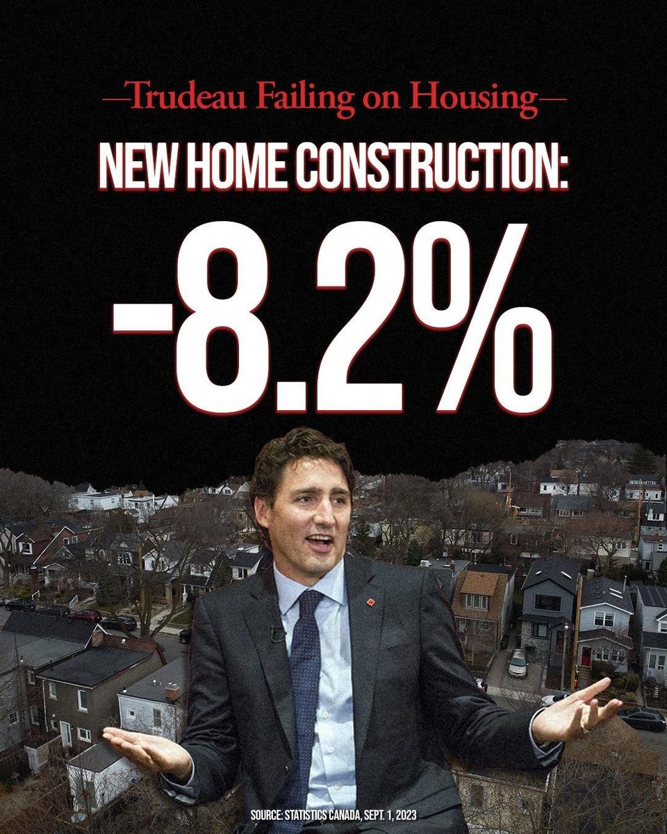 BREAKING: StatsCan reveals homebuilding DOWN 8.2% last quarter as Trudeau-Singh worsen housing shortage.