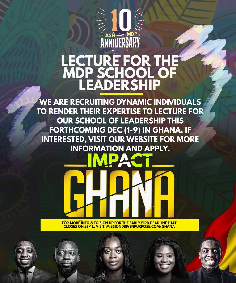 AsnMdp's tweet photo. MDP School of Leadership

This December, a myriad of students will be enrolled in the MDP School of Leadership in Ghana.

If you would like to share your expertise &amp; lecture in our school of leadership, sign up today.

For more info, visit: https://t.co/topmUywwHd

#Leadership https://t.co/hYSO2d936p
