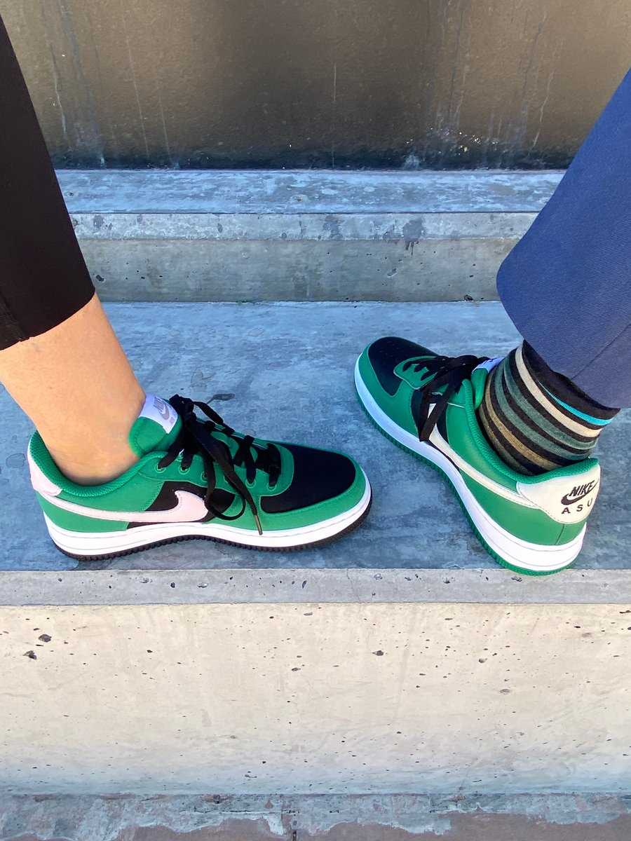 adamsstate's tweet photo. Darin and David Tandberg show off their special order #GrizzlyGreen Nikes. On Fridays, we wear Grizzly Green! #GrizzlyGreenFriday #AdamsStateGrizzlyGreen #GrizzlyGreenFridayatAdamsState #AdamsState https://t.co/v2vw0vRcsa