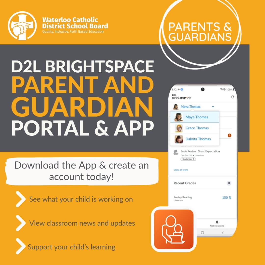 📢#WCDSBAwesome Parents, Guardians, and Educators - Have you checked out the Parent and Guardian <a href="/D2L/">D2L</a> App yet? 
Step-by-step videos in Arabic, English, Spanish, Tigninyan, and Ukrainian are available here ➡️ wcdsb.ca/parents/ (scroll to the bottom of the page for videos)