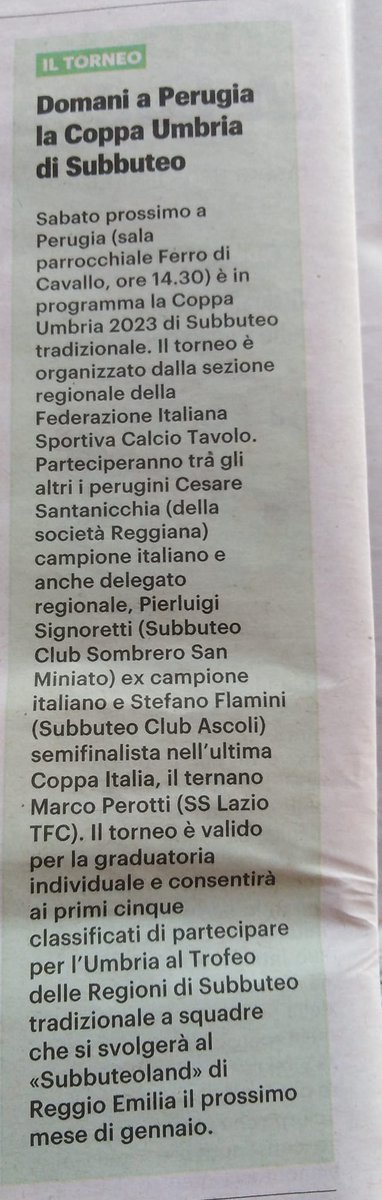 Articolo La Nazione Umbria, Quotidiano Nazionale, venerdì 1 settembre 2023.