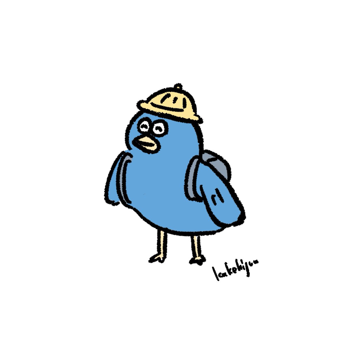 「テーマ【青い鳥】#art_ippi「小学生だった頃の青い鳥」 」|カケヒジュン@イラストレーターのイラスト