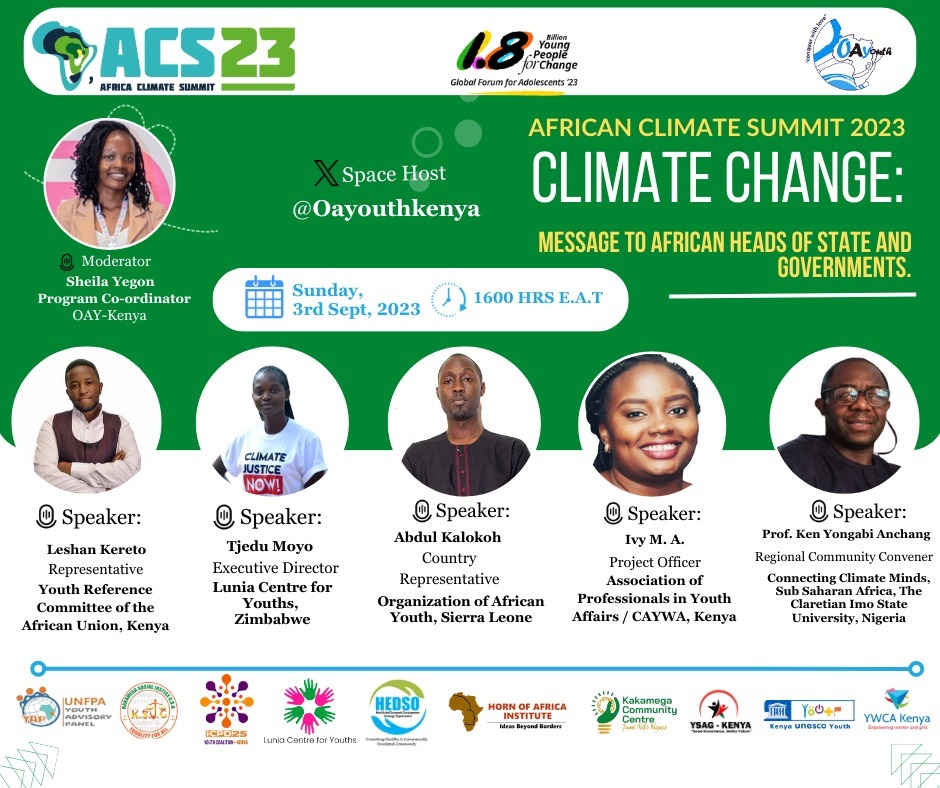 Join our partner  @Oayouthkenya as we develop key actions the government needs to address to eradicate these effects of climate change among the young people . #EducateEradicate #ACS23