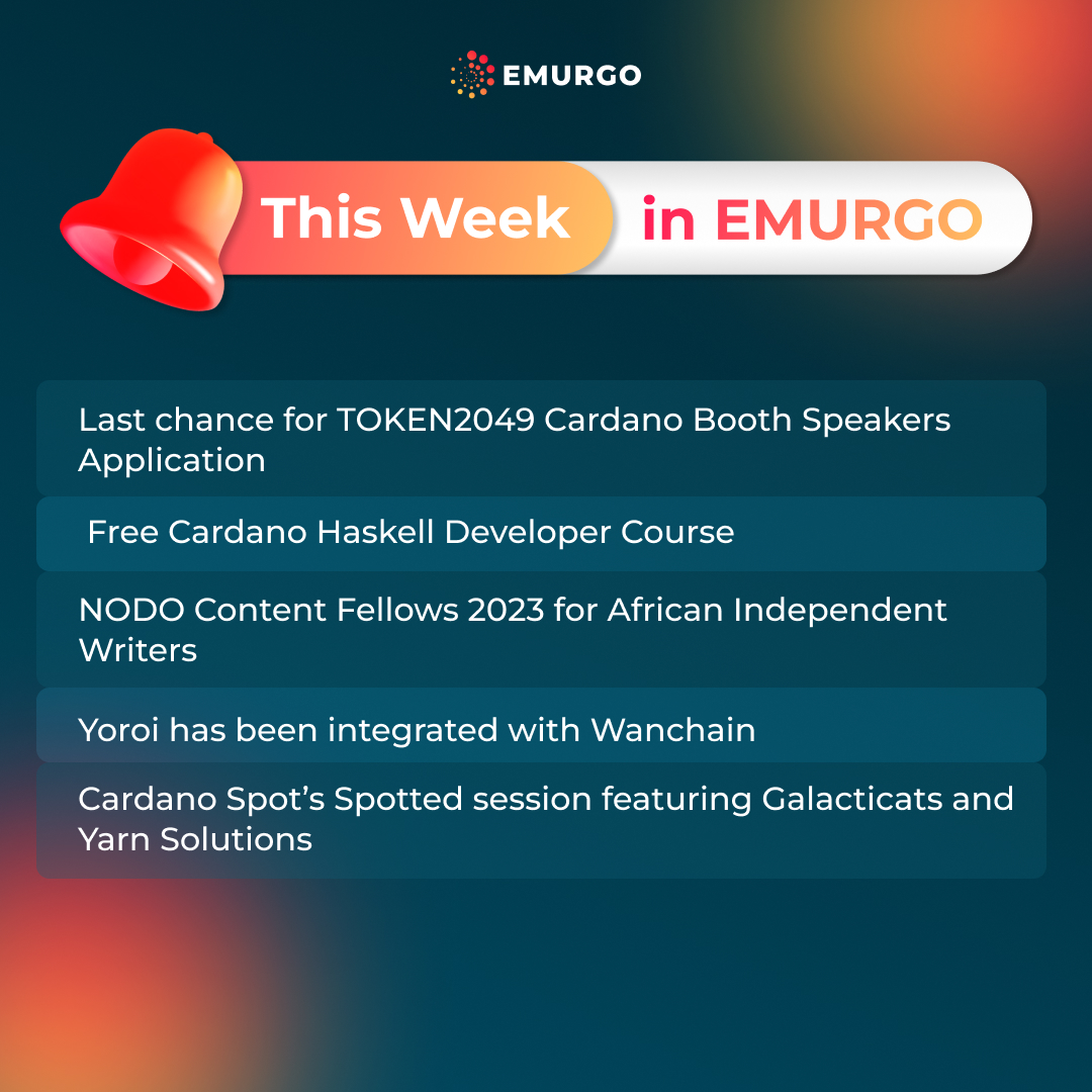 emurgo_io's tweet photo. Happy Friday #CardanoCommunity 🙌

Here are the weekly updates across EMURGO. Read them 👇 https://t.co/aBau96SeKG