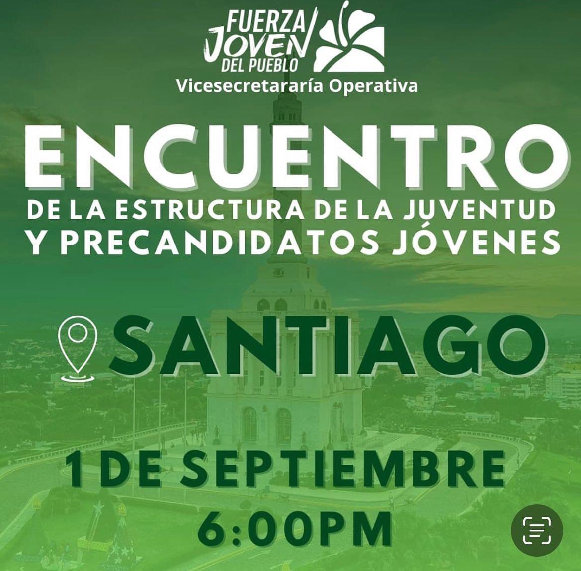 Seguimos recorriendo todo el territorio nacional, esta vez nos toca en la ciudad corazón, Santiago de los caballeros.

¡Fuerza joven de Santiago, nos vemos esta tarde!

#FuerzaJovenDelPueblo 💚🍀