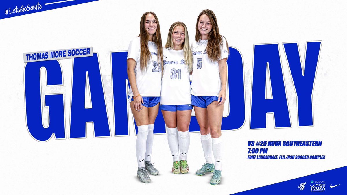 SEASON OPENER.

⚽️: Women's Soccer vs #25 Nova Southeastern
⏰: 7:00 P.M.
📍: Fort Lauderdale, FL
🏟️: NSU Soccer Complex
📺:tinyurl.com/327b45zr
📊:tinyurl.com/2p9ujzpc

<a href="/TMU_WSoccer/">TMU Women's Soccer</a> 

#LetsGoSaints
