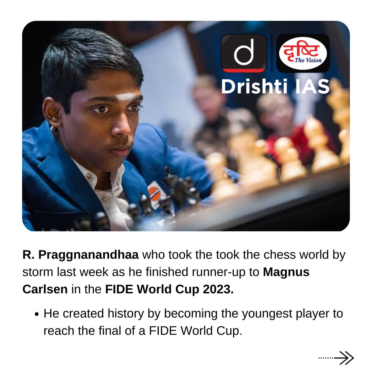 Drishti IAS English on X: Checkmate! Praggnanandhaa's Runner-Up Victory at  FIDE Chess World Cup #Chess #FIDE #Victory #WorldCup #FIDEWorldCup  #MagnusCarlsen #Pragganandhaa #UPSC #IAS #Players #Games #NeverGiveUp #Game  #Check #CheckMate #BoardGames