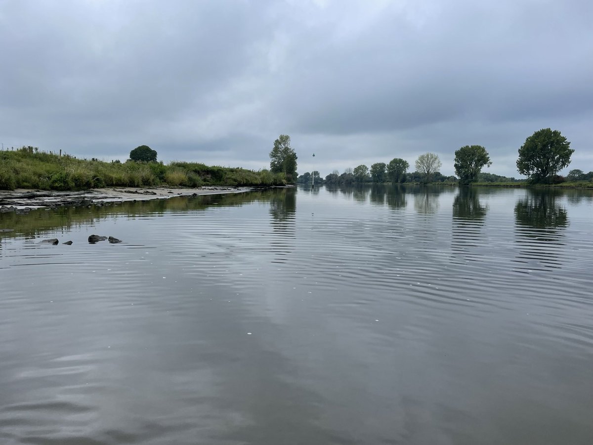deomgevingsman's tweet photo. Stuw Grave lek, water staat bijna 0,50 m lager ter hoogte van #Oeffelt #Milsbeek #Maas #Grave en het is doodstil zonder scheepvaart en wind https://t.co/JfZ9lHx6O6