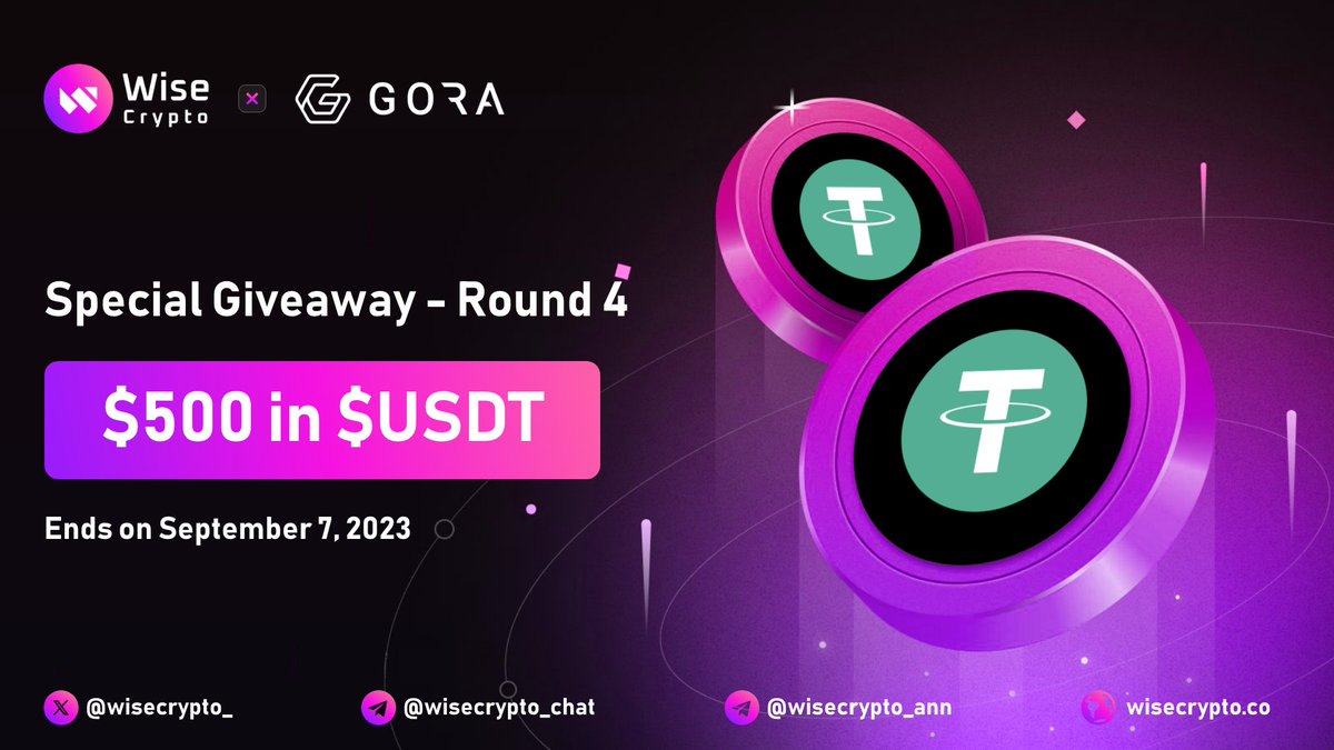 Wise Crypto (@wisecrypto_) on Twitter photo 🥳 Wise Crypto X Gora Network #Giveaway Round 4
🏆 Prize Pool - $500 $USDT
To Enter
✅ Follow <a href="/WiseCrypto_/">Wise Crypto</a> & <a href="/GoraNetwork/">Gora Network</a>
✅ RT & Tag 3 Friends
✅ Complete #Gleam wn.nr/v2Zv8fj
#Airdrop #Giveaways #Crypto #Airdrops #BTC #USDT #GORA #ALGO 🥳 Wise Crypto X Gora Network #Giveaway Round 4
🏆 Prize Pool - $500 $USDT
To Enter
✅ Follow <a href="/WiseCrypto_/">Wise Crypto</a> & <a href="/GoraNetwork/">Gora Network</a>
✅ RT & Tag 3 Friends
✅ Complete #Gleam wn.nr/v2Zv8fj
#Airdrop #Giveaways #Crypto #Airdrops #BTC #USDT #GORA #ALGO