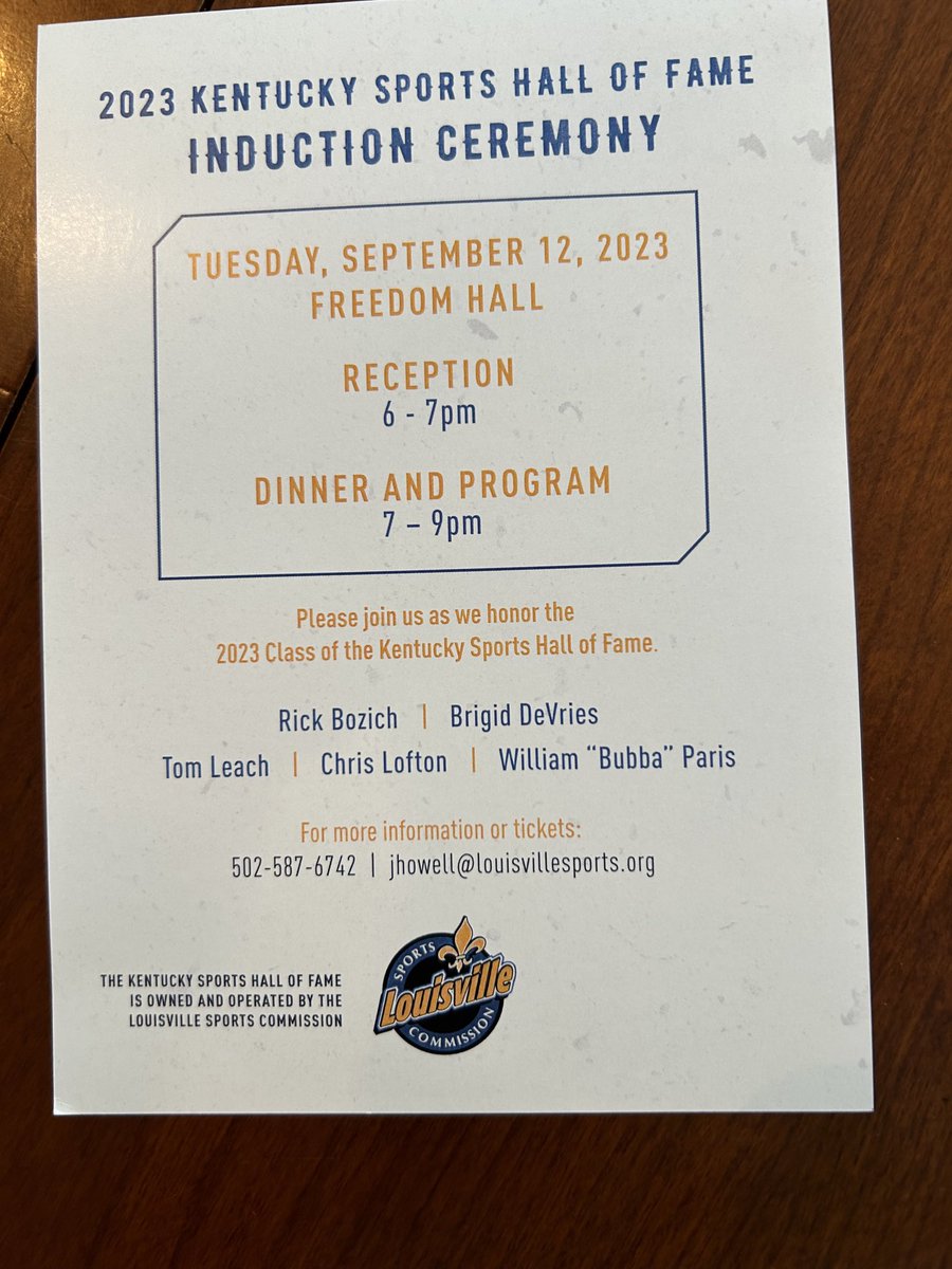 Hall of Fame class of 2023. Includes my wonderful wife Brigid Devries. September 12th at Freedom Hall.