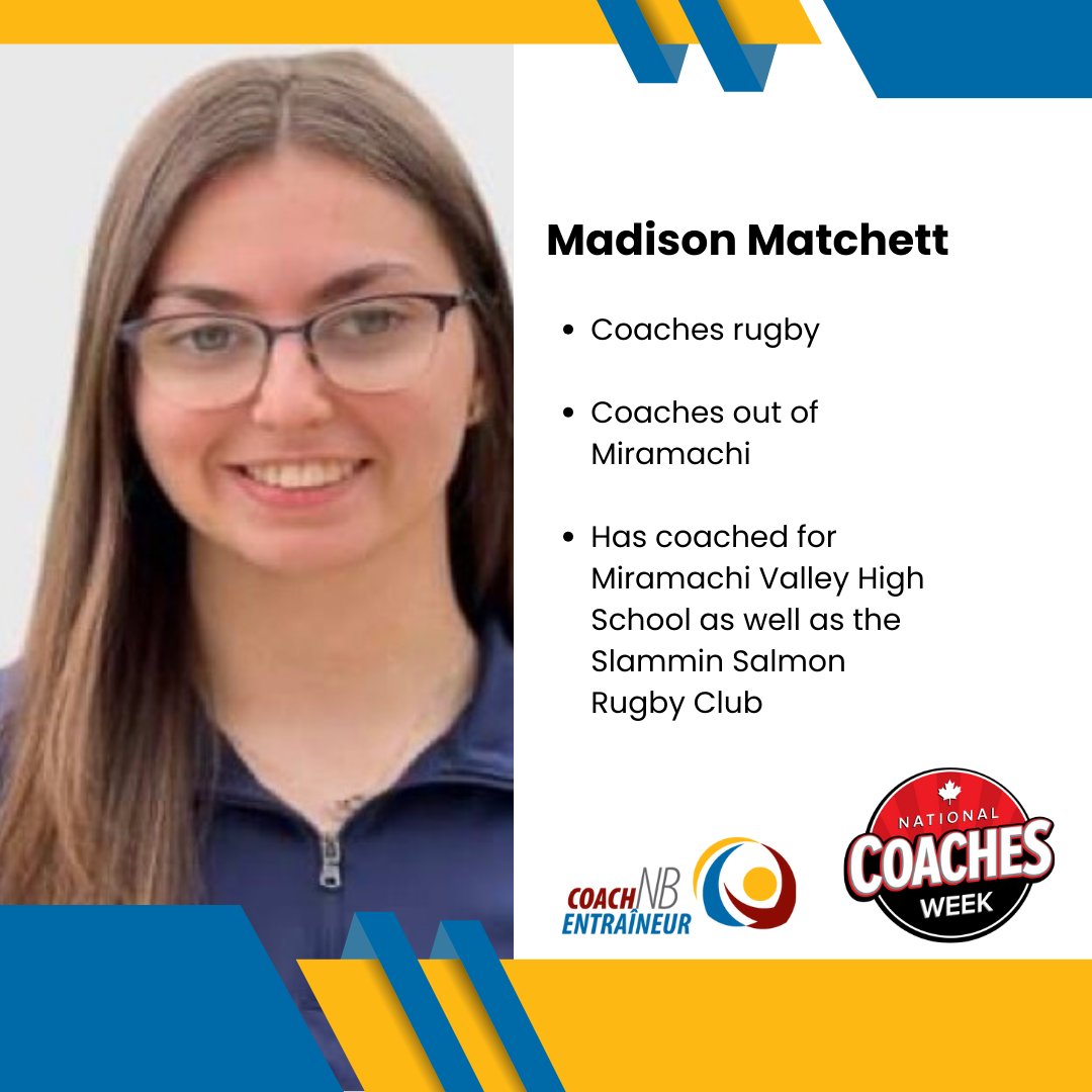 During National Coaches Week, Coach NB will be highlighting coaches from around the province who were nominated by their athletes or fellow coaches! Today we are highlighting Madison Matchett!

Thank you coach Madison for your commitment to the growth of sport in New Brunswick!