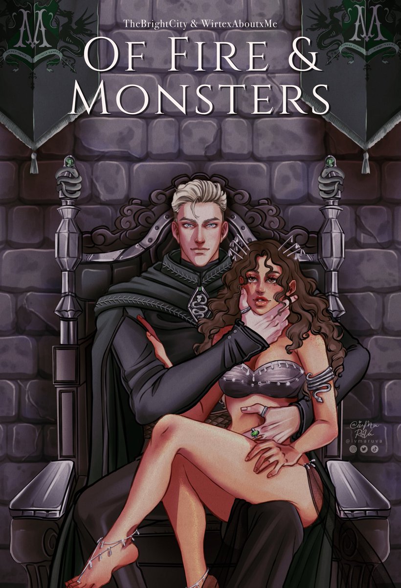 Day 99/100 “Of Fire &amp; Monsters” 
#100daysofDramione 

Remember that one ABO sketch I did months ago? Well it got it’s own fic written by @WritexAboutxMe and <a href="/thebrightcity_/">thebrightcity</a> 

It’s a multi-chapter ABO Fantasy AU

archiveofourown.org/works/49783267…