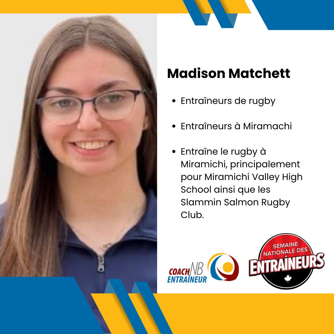 Durant la Semaine nationale des entraîneurs, EntraîneurNB mettra en vedette des entraîneurs de la province qui ont été nominés par leurs athlètes ou collègues ! Aujourd'hui, nous reconnaissons Madison Matchett !