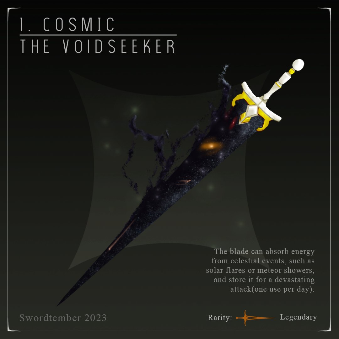BrendonnNavarro's tweet photo. Day 1 - COSMIC - The Voidseeker
Swordtember 2023 
Prompts by: @randomspirits
.
.
.
#swordtember #swordtember2023 #timkaminski #randomspirits #sword #swordart #prop #swordprop #art #conceptart #space #void #cosmic #cosmicart #propart #proparts #blade #concept https://t.co/puw5KhCvQ4