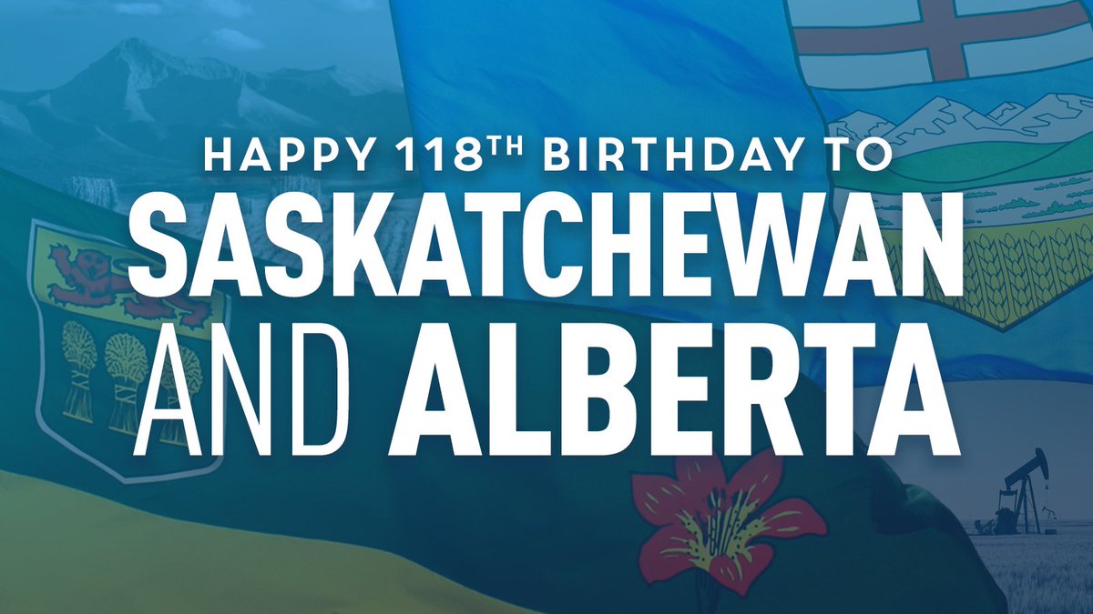 MichaelKramSK's tweet image. On this day in 1905, Saskatchewan and Alberta joined Confederation.  Happy birthday to both provinces!