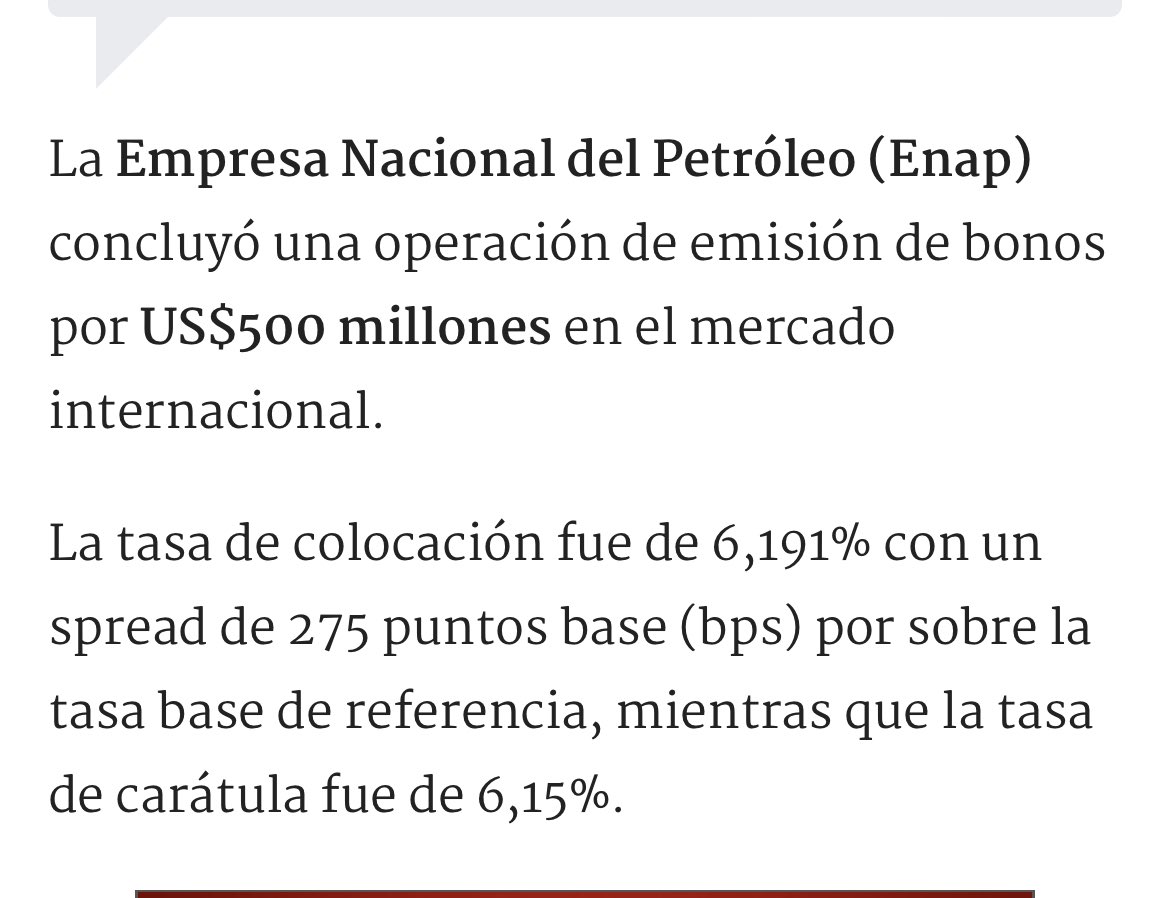 Economistflaite's tweet photo. Que poco transparente la weá. Osea ENAP se endeudó en Abril del 2023 al 6.191% por USD500 mm y ahora le pasa USD400 mm al fisco ¿por que no se endeuda el fisco directo? ¿Que weá están maquillando? https://t.co/l0PzDFgDLe