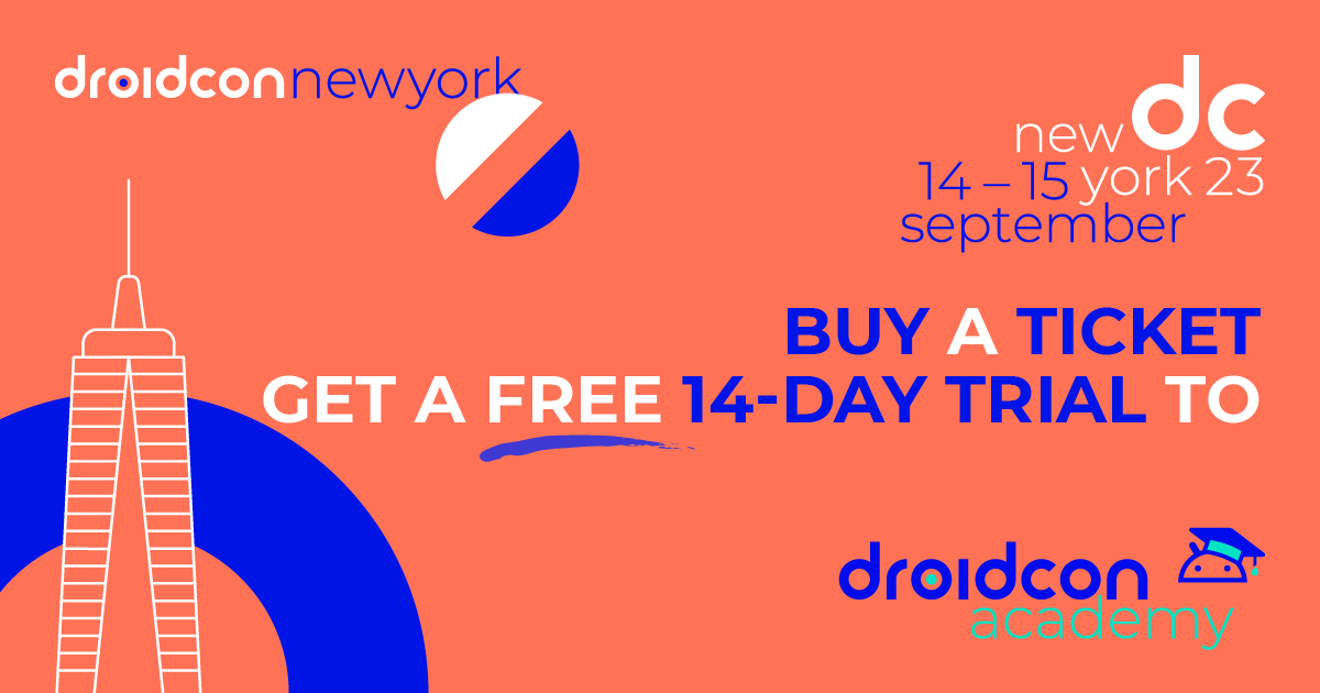 🚨Two weeks left! 🚨

Join us for 2 days of 80+ #AndroidDev talks, workshops, networking, codelabs &amp; more! With a ticket purchase, enjoy a FREE 14-day trial at droidcon academy – take advantage of learning new #Android &amp; #Flutter skills.

nyc.droidcon.com/tickets/