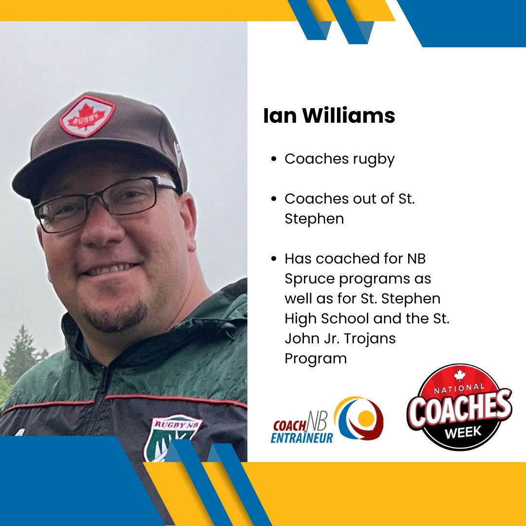 During National Coaches Week, Coach NB will be highlighting coaches from around the province who were nominated by their athletes or fellow coaches!
Today we are highlighting Ian Williams! 

Thank you coach Ian for your commitment to the development of sport in New Brunswick!