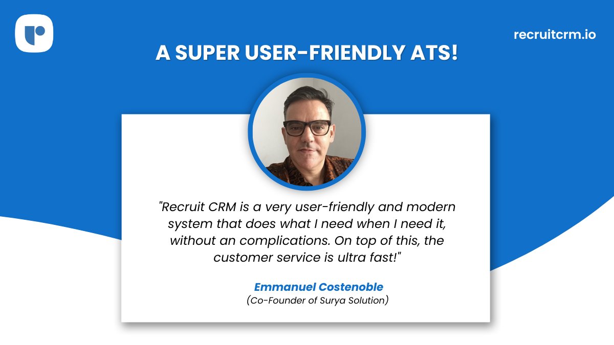 CrmRecruit's tweet photo. Emmanuel, your praise is our motivation! 🚀 Thanks for trusting #RecruitCRM with your recruitment needs. Your success drives us to innovate every day.
#CustomerLove #recruitmentsoftware #customerreviews #hiringsoftware #testimonial https://t.co/fhpVehziXb