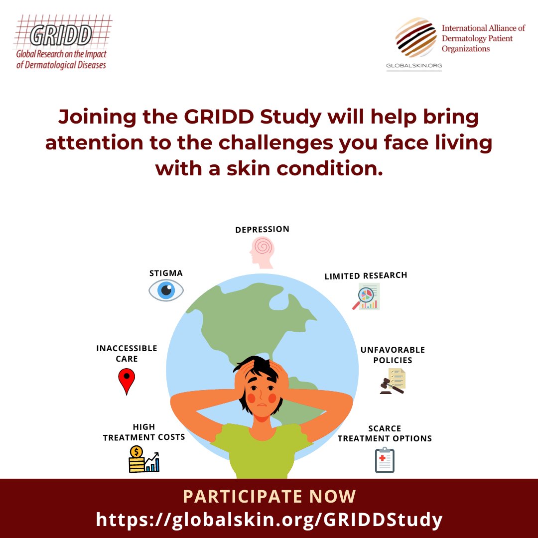 IADPO's tweet photo. Participating in the #GRIDDStudy can significantly amplify the visibility of the struggles you experience as a skin disease patient.
Join the GRIDD Study now: https://t.co/YCsESTKke7
#Research #vitiligo #albinism #HS #atopicdermatitis #lupus #psoriasis #eczema #ichthyosis https://t.co/ZaDLNUImxT