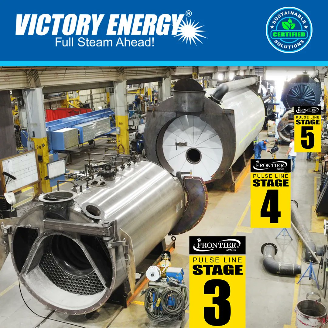victoryenergy's tweet photo. You're looking live at three stages - 3, 4 and 5 of the FRONTIER fietube #boiler PULSE Line production floor in the Collinsville operation.  Always welcoming visitors to see this process in action with your own eyes.  See why the market is responding in a big way to VEO. https://t.co/JUnxsjJeU6