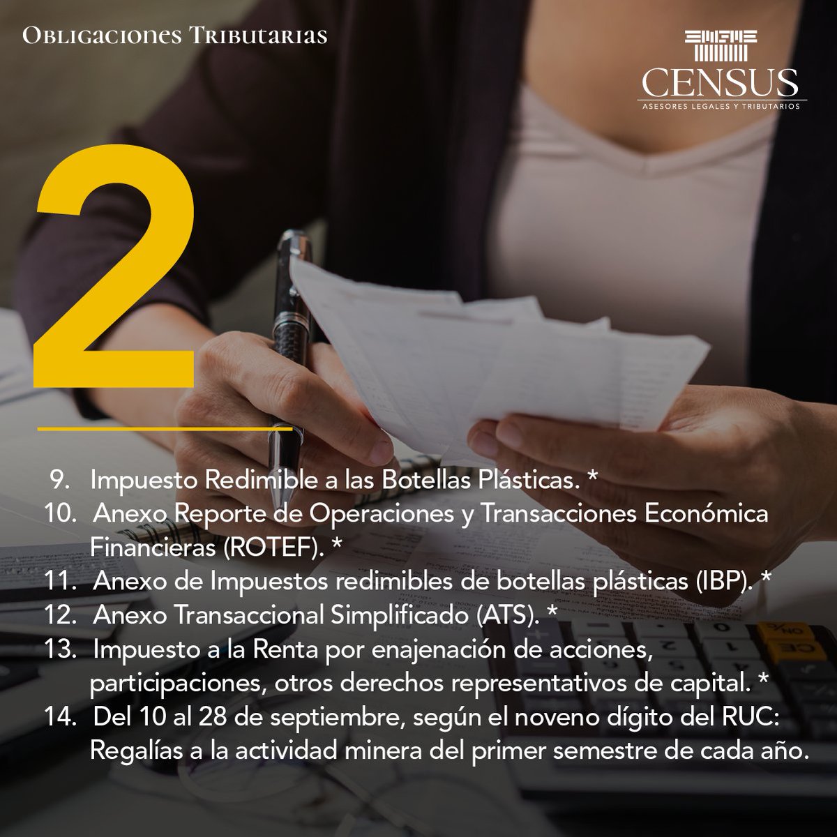 CensusEc's tweet photo. #CensusInforma | Empecemos bien el mes cumpliendo con nuestras obligaciones. En Census Consultores hemos preparado una compilación de las #ObligacionesTributarias para el régimen general y de #RIME que se deben cumplir en septiembre. 📊📷 #Impuestos #AsesoríaTributaria https://t.co/jDhhFZAe4V