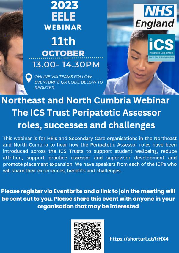 emmrc's tweet photo. The EELE team is hosting a webinar discussing the successes and challenges of the Peripatetic Assessor role. Scan the QR code to register. @barbarafoggo @lenglish66 @samanthallen @HelenLStainsby @jane @Jen14353147 @TallyOk https://t.co/TAEIh9WPey