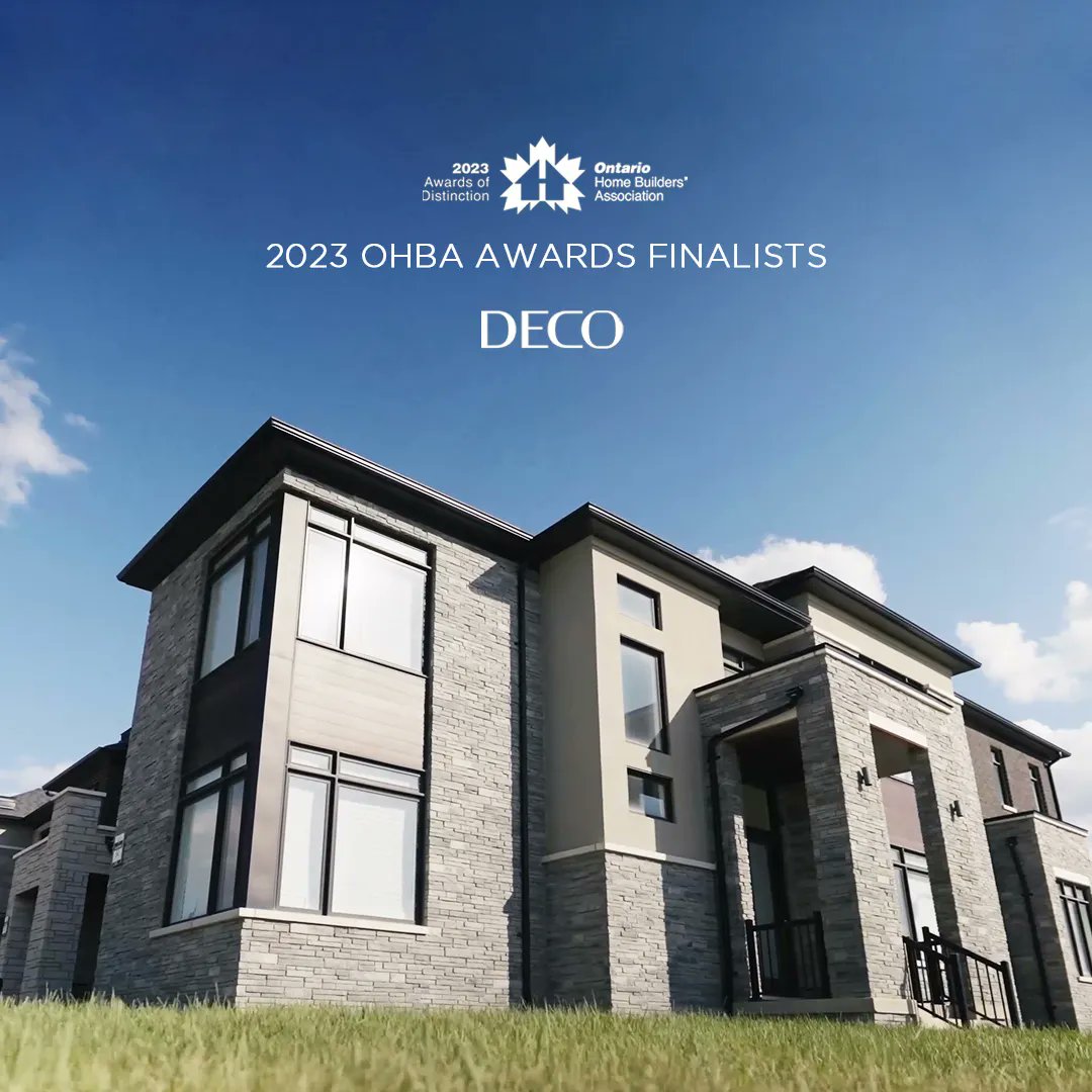DECOHomesca's tweet photo. We are thrilled to hear that our Greenwood community has been chosen as a finalist in two categories for the #2023OHBAAwards!
✨Project of the Year, Low Rise
✨OHBA People’s Choice Award
We would like to thank the #OntarioHomeBuildersAssociation for this recognition. #DECOHomes https://t.co/S3Oxh3hii5