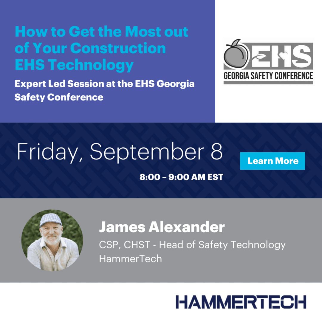 HammerTechGLBL's tweet image. We’re excited to announce that we’re speaking at the Georgia Safety Conference September 6-8th in Savannah, Georgia. We’ll be leading a session on Friday 9/8 from 8-9AM EST that focuses on how to get the most of your Construction EHS Technology. We hope to see you there! #EHSTech