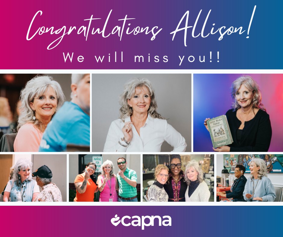 CAPofNAL's tweet photo. After 24 years, Allison Speegle has decided to officially retire from Community Action Partnership of North Alabama. 

Congratulations Allison! Enjoy your retirement! We will all miss you! Thank you for everything you did for helping CAPNA accomplish our mission!

#CAPNA https://t.co/U3gba6KfpQ