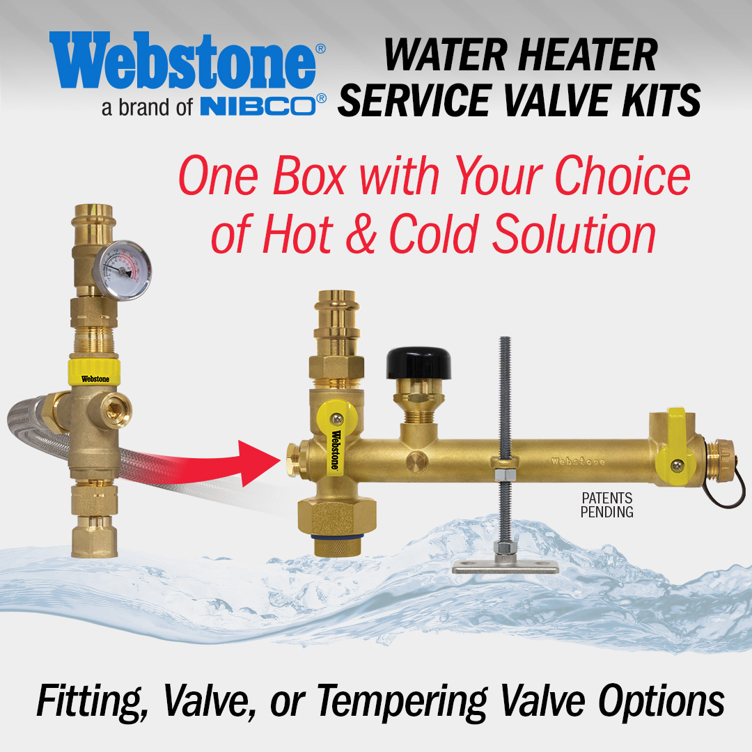 NEW Water Heater Service Valve Kits! 
Your one-box solution for a complete storage tank water heater installation - including new tempering valve options.
Learn More: bit.ly/45lbfZg 
#webstone#NIBCO#hydronics#valveinnovation
