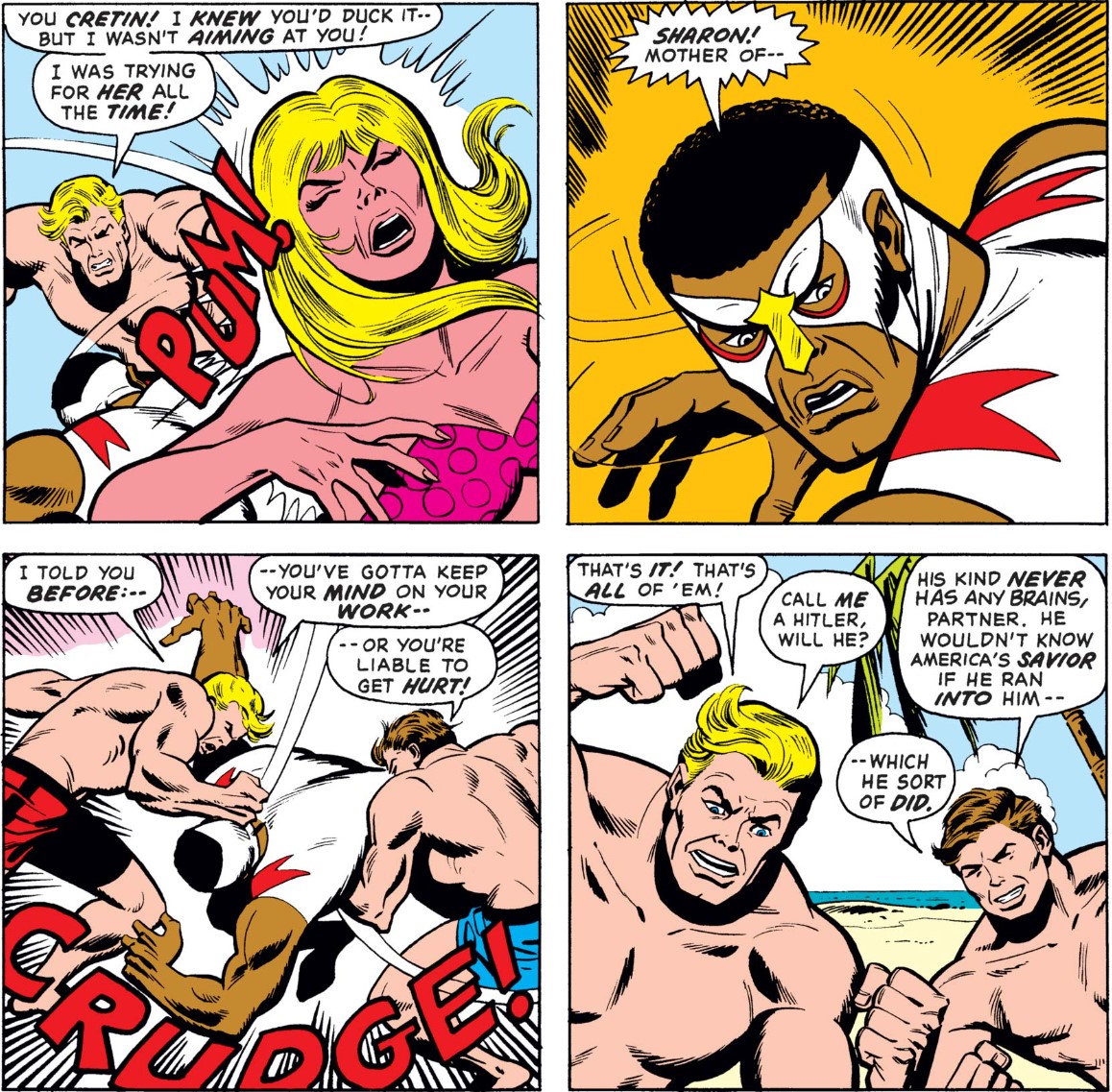 MarvelADay's tweet image. #MarvelADay #Cap155
Sam and Sharon are skilled fighters, but ultimately are no match for two super soldiers.  With everyone captured and tied-up, it's story time!
JH