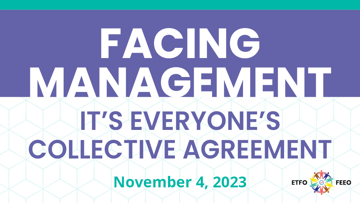 As ETFO educators return to school, our union is working to inform all members about their rights at work and how to defend the collective agreement.

Members are invited to attend this upcoming workshop. Register before September 8 at events.etfo.org #onted