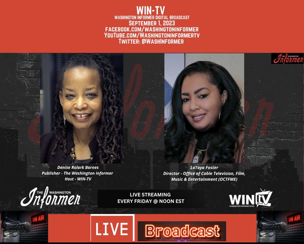 entertain_dc's tweet image. Join OCTFME Director LaToya Foster on WIN-TV for a live conversation TODAY , at noon! 🎥🗓️ Catch the stream on YouTube, Facebook, and Twitter. Don't miss out on #202creates updates and engage with Director Foster. 🔥🎨 Spread the word and be part of the conversation! 🗣️💬