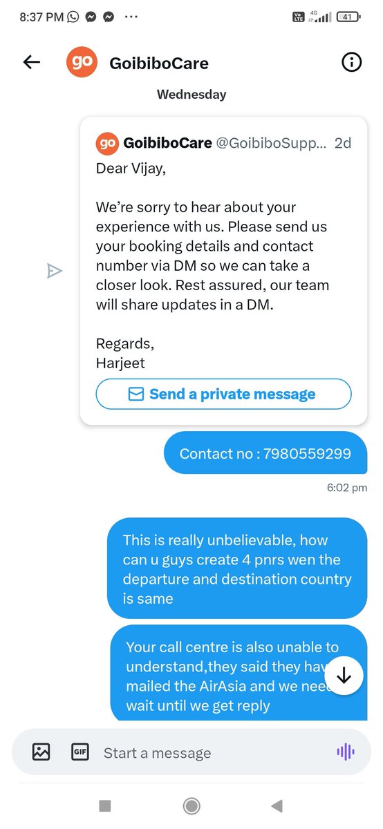 Vijayccu's tweet photo. @sanjaybhasin05 
Need your urgent help in our upcoming travel as call centre is unable to help https://t.co/MSCPbRylfn