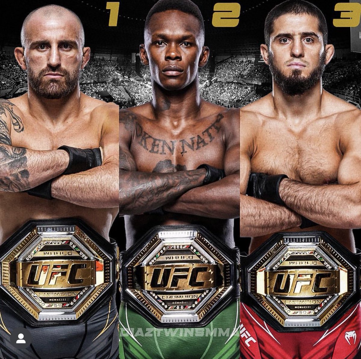 UFCxFightNight's tweet photo. Which of these 3 UFC champions loses their title first? 

#UFC #MMATwitter #MMA https://t.co/S1A5meN2mf