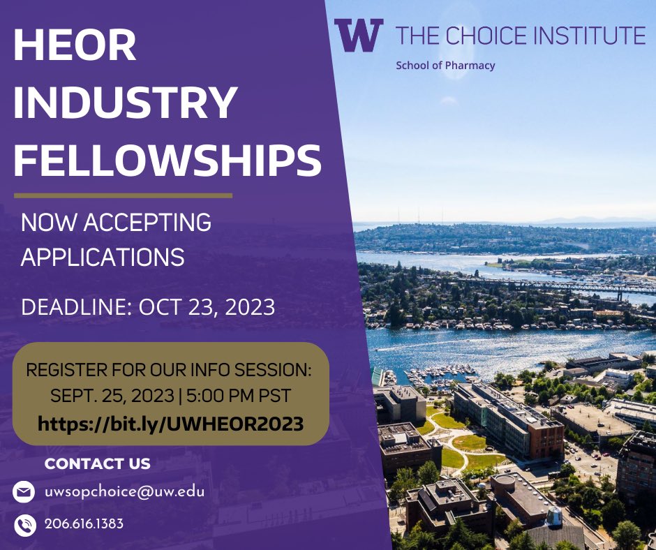 Marina Gano (@marina_gano) on Twitter photo <a href="/UW_Pharmacy/">UW School of Pharmacy</a> #UWCHOICE is now accepting applications for 6 HEOR MS fellowship positions for the 2024-2026 cohort. Join our current fellows for an online info session on Sept 25, 2023 at 5:00 PM PST. Register today: bit.ly/UWHEOR2023 <a href="/UW_Pharmacy/">UW School of Pharmacy</a> #UWCHOICE is now accepting applications for 6 HEOR MS fellowship positions for the 2024-2026 cohort. Join our current fellows for an online info session on Sept 25, 2023 at 5:00 PM PST. Register today: bit.ly/UWHEOR2023