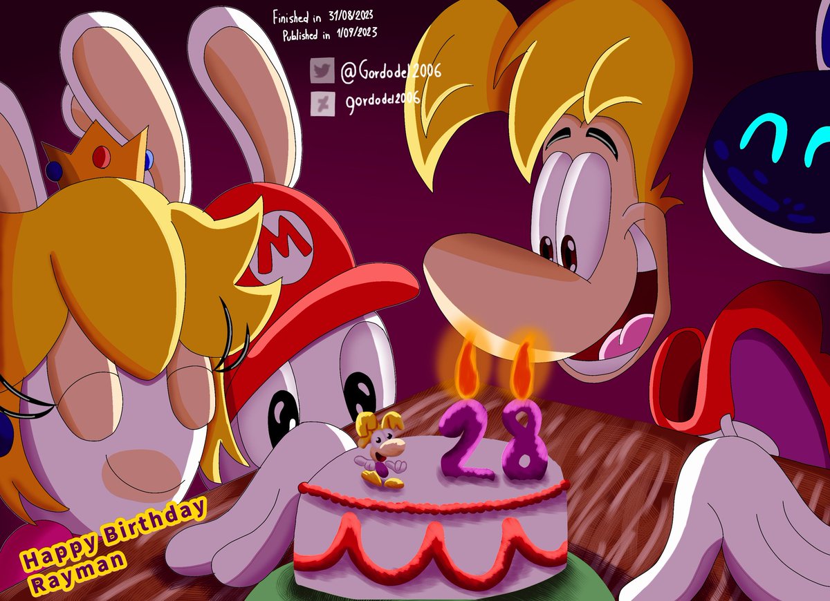 Gordodel2006's tweet photo. The eggplant is now 28 years old
#Rayman #Rayman2023 #RaymanInThePhantomShow #RaymanUbisoft #Ubisoft #UbisoftRayman #Happy28thBirthdayRayman #Raymans28thBirthday #Birthday #Eggplant #RabbidMario #RabbidPeach #Rabbids #Beep0 #MarioRabbidsSparksofHope #SparksOfHope #DLC #Ubisoft https://t.co/QH6rdF6zHG