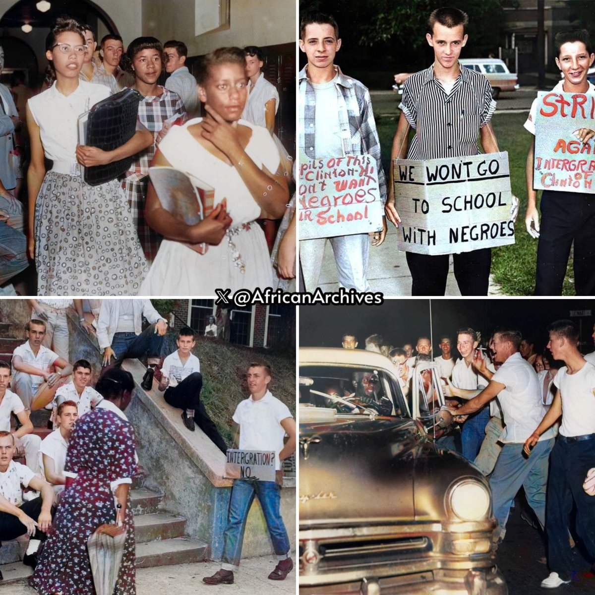On this day in 1956, the White Citizens Council and Klan launched full-scale rioting in Clinton High School when it became the first school to be integrated in the South. It was bombed two years later.