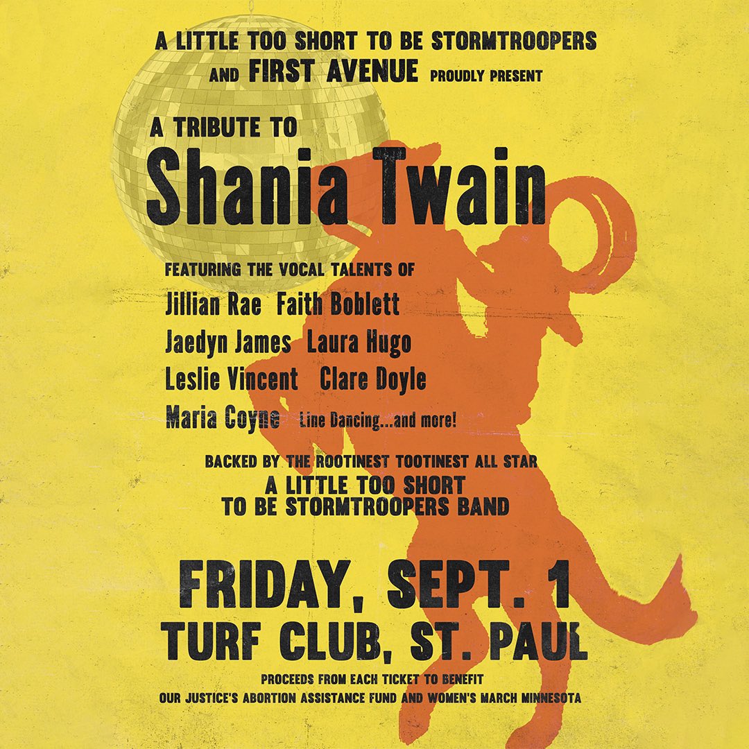 Tonight at the <a href="/TurfClubMN/">Turf Club</a>! One of our favorite nights of the year— ALL SHANIA TWAIN! 

We’ve got a great cast of singers this year and every ticket supports some of the great work <a href="/WomensMarchMN/">Women's March MN</a> and @ERAMinnesota are doing. Doors at 7:30, come early for Howdy Partner Dance!