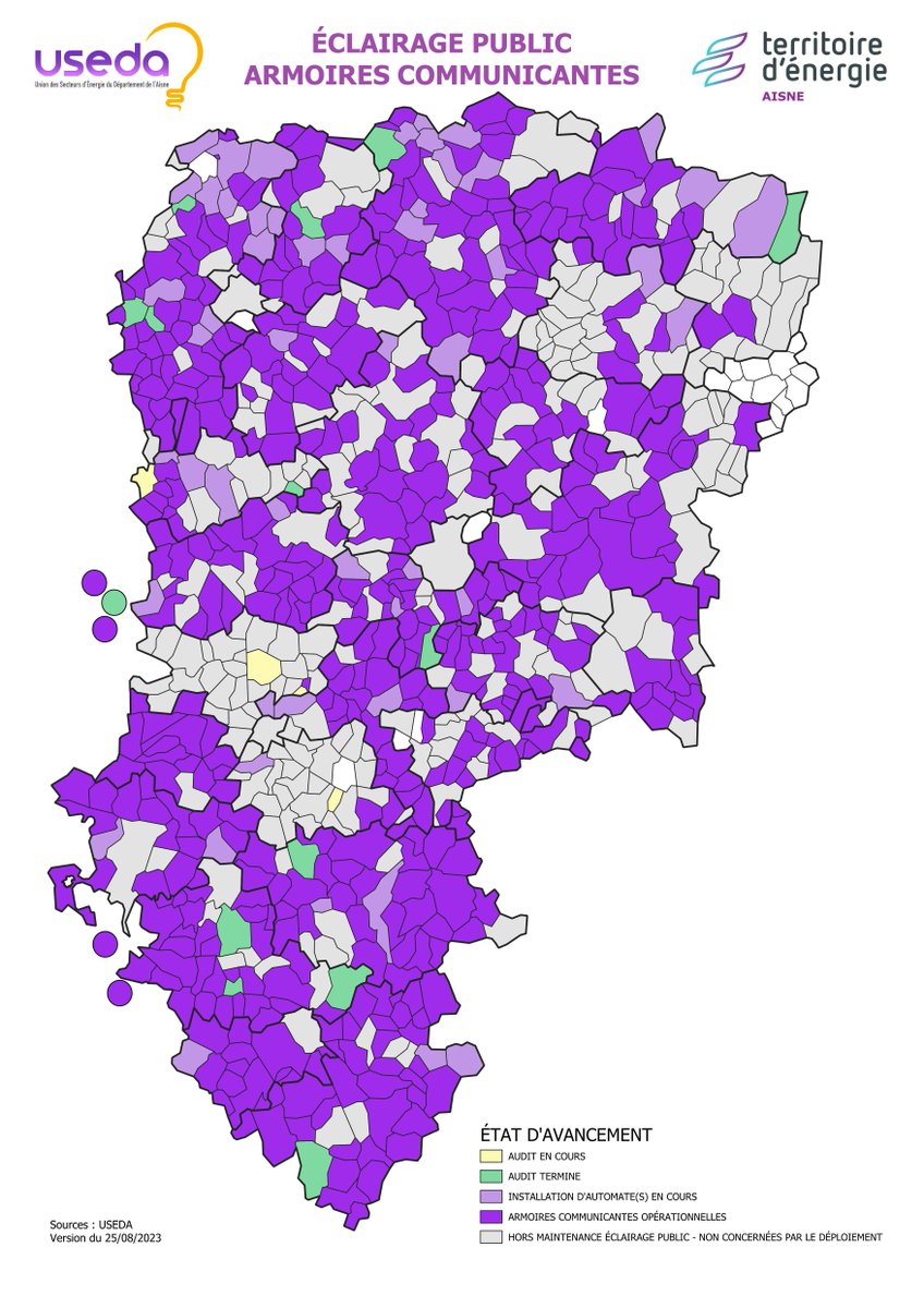 USEDAROC : Fin août, 480 communes sont déjà équipées d'automates et pilotent leur #éclairagepublic via le module de télégestion sur l'application #USEDAROC. 🌃 📱 💡 
Cela correspond à 3 118 automates installés, sur 3 400 prévus d’ici fin 2023.
#objetsconnectés #SmartCity