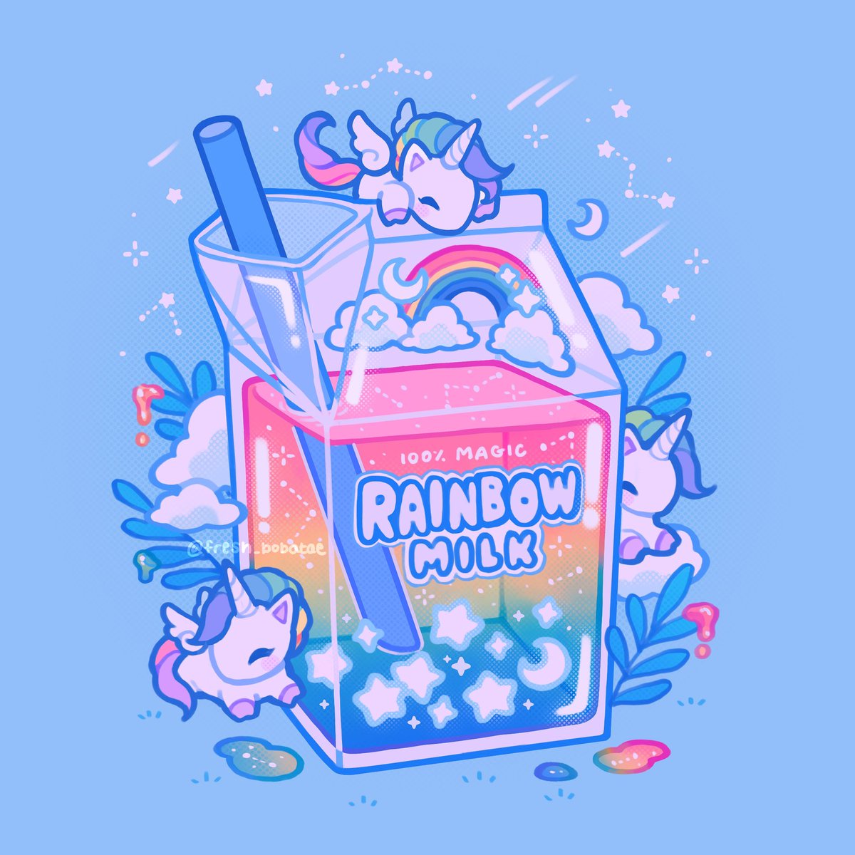 「Rainbow milkbox + star jelly  」|Emily 🍊🧡のイラスト