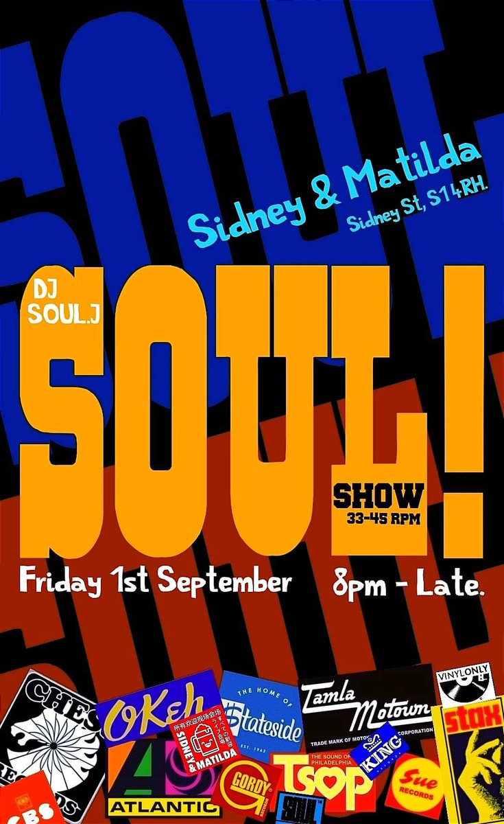 🚨TONIGHT🚨 We've got a new Soul night for you at Sidney&Matilda! What better way to kick off your weekend plans that coming down tonight and dancing the night away to the best soul songs on offer? 8PM until late All welcome, always.