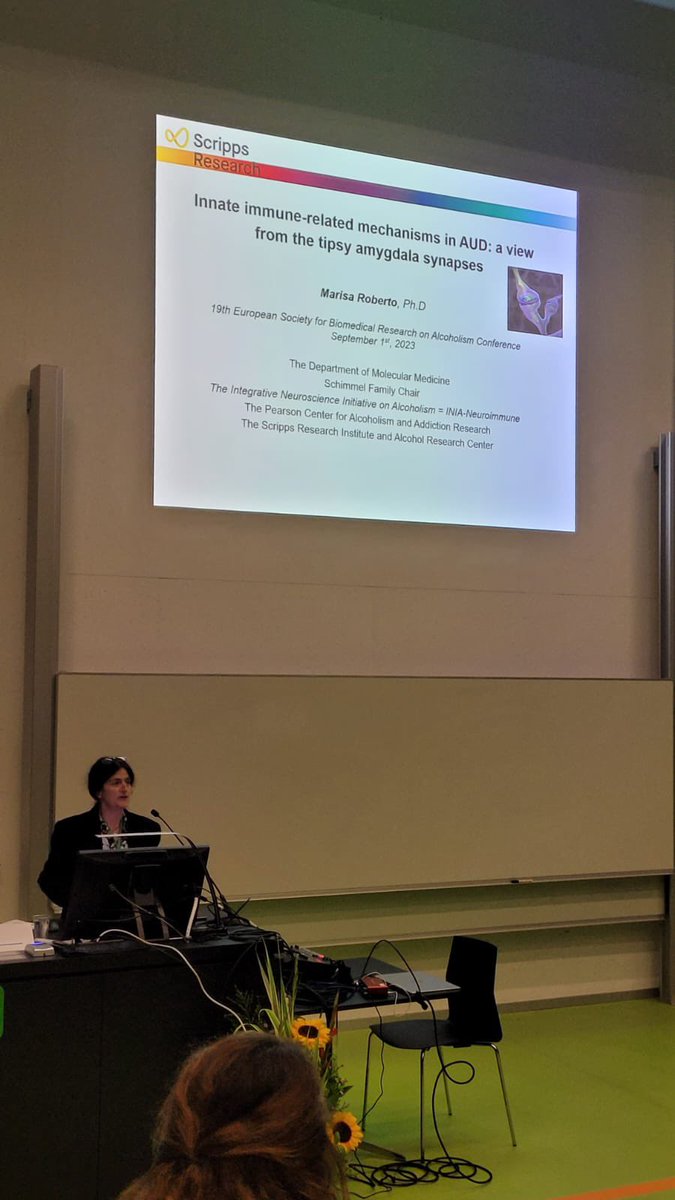Session 14 #esbra2023 Prof Marisa Roberto starts the session on #AUD and central #amygdala. #alcohol #brainhealth #braintwitter