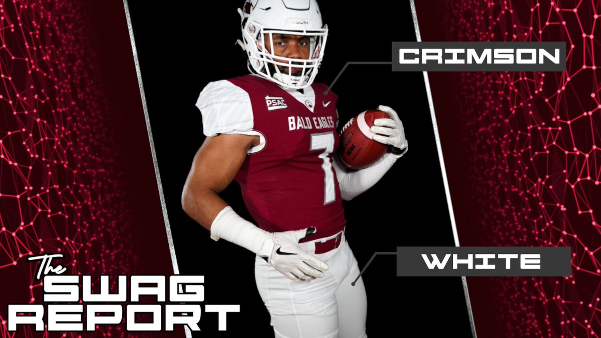 THE SWAG REPORT: The Bald Eagles will be rockin' the Crimson on White uniform combo for tomorrow's HOME match-up against Post University. Kick-off is at 1:00pm. Let's get it! #LockedIn🔒🦅