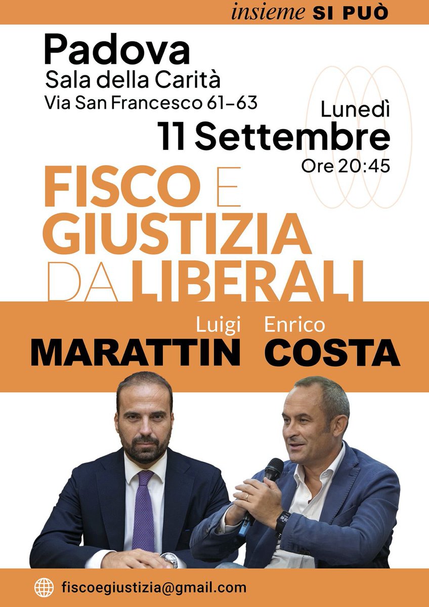 Partiamo. La prima tappa è lunedì 11 settembre alle 20.45 a Padova.