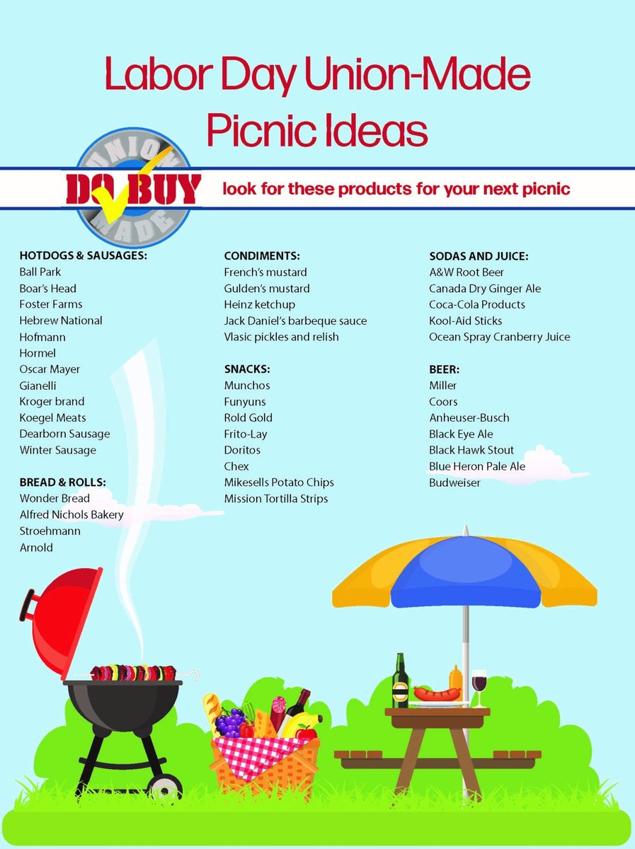 Whether you’re hosting a cookout or bringing the snacks, make sure your BBQ and picnic essentials are #unionmade this Labor Day weekend!