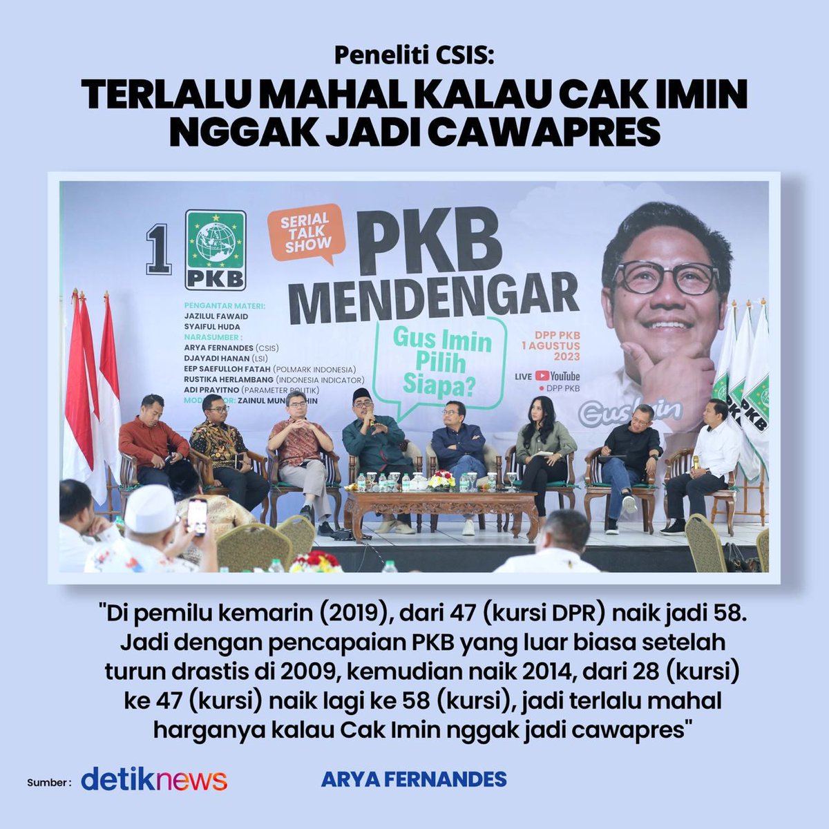 PkbProbolinggo's tweet image. Gus Imin Kunci Pilpres, Semua Partai bersama Cak Imin

#GusIminKunciPilpres
#GusIminPKBsatu

Gus Imin Pemimpin Visioner, Komunikatif, Berwawasan Luas, Amanah

@cakimiNOW
@DPP_PKB
@dpwpkbjatim_
@EmHasanuddin