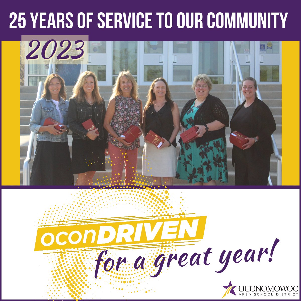 Help us celebrate our staff by liking our tweet or retweeting a fun thank you message! These staff were awarded a 25-Year Service Award during our annual breakfast and we so appreciate their dedication and years of service. #OconPride #OconDriven #OASDStaffRock